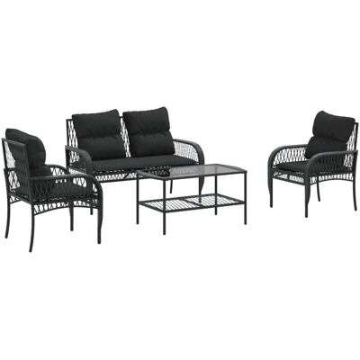 vidaXL Gartensofagarnitur - Schwarz - Robustes PE Rattan, 2-Sitzer vidaXL Gartensofagarnitur - Schwarz - Robustes PE Rattan, 2-Sitzer