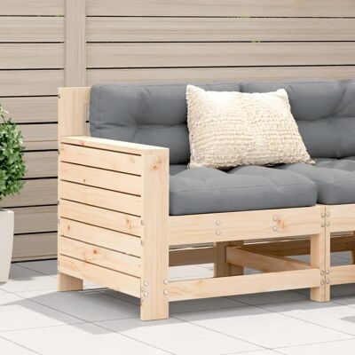 Canapé de jardin avec accoudoirs et coussin - Bois massif de pin - Publicité Canapé de jardin avec accoudoirs et coussin - Bois massif de pin - Publicité