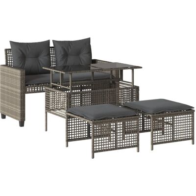 vidaXL Zewnętrzna ławka Rattan Stal - Zestaw ławki ogrodowej vidaXL Zewnętrzna ławka Rattan Stal - Zestaw ławki ogrodowej