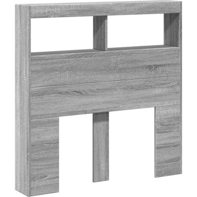vidaXL Headboard Cabinet with LED Grey Sonoma - Headboard Cabinet - Bed Headboard vidaXL Headboard Cabinet with LED Grey Sonoma - Headboard Cabinet - Bed Headboard