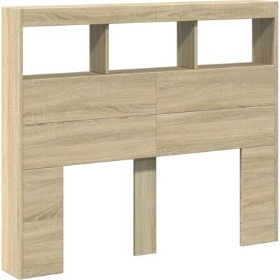 vidaXL Hoofdbordkast met LED Sonoma Eiken - Bed Header - Slaapkamerdecoratie vidaXL Hoofdbordkast met LED Sonoma Eiken - Bed Header - Slaapkamerdecoratie