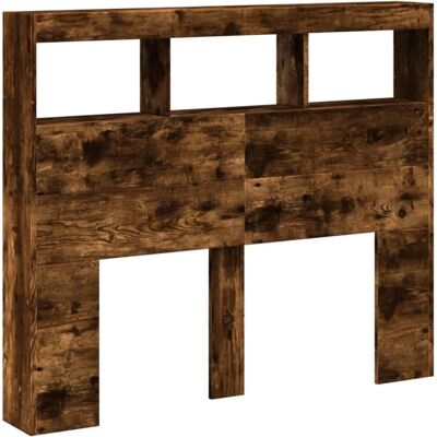 vidaXL Hoofdbordkast met LED Rookeik 120x17x102 cm - Hoofdbord vidaXL Hoofdbordkast met LED Rookeik 120x17x102 cm - Hoofdbord