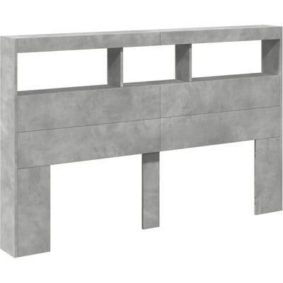 vidaXL Kopfteil mit LED, Beton Grau, 160x17x102 cm - Kopfteil mit Ablagen vidaXL Kopfteil mit LED, Beton Grau, 160x17x102 cm - Kopfteil mit Ablagen