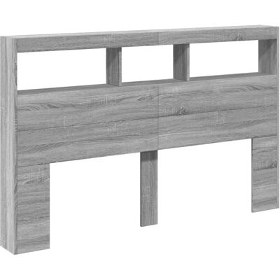 vidaXL Headboard Cabinet with LED Grey Sonoma 160x17x102 cm - Headboard Cabinet with LED vidaXL Headboard Cabinet with LED Grey Sonoma 160x17x102 cm - Headboard Cabinet with LED