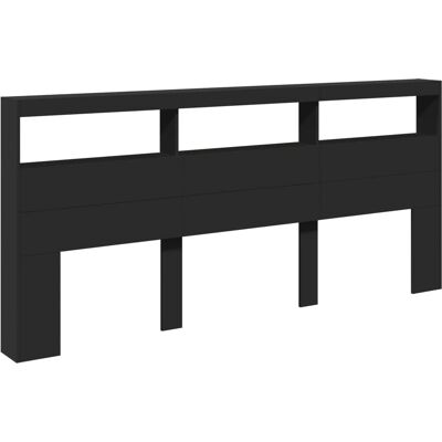 vidaXL Headboard Cabinet with LED RGB Lighting - 220x17x102 cm - Black - Headboard Cabinet vidaXL Headboard Cabinet with LED RGB Lighting - 220x17x102 cm - Black - Headboard Cabinet