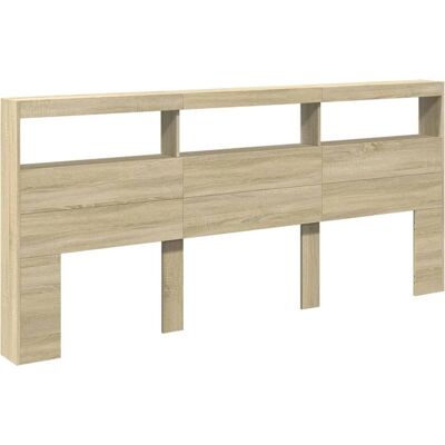 vidaXL Hoofdbordkast met LED Sonoma Eiken - Bedheader - 220x17x102 cm vidaXL Hoofdbordkast met LED Sonoma Eiken - Bedheader - 220x17x102 cm