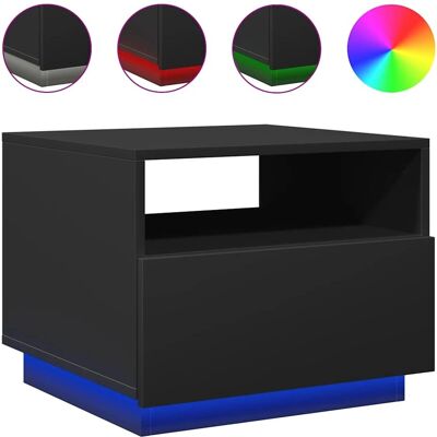 vidaXL Schwarzer Couchtisch mit LED-Lichtern - 50x49x40 cm vidaXL Schwarzer Couchtisch mit LED-Lichtern - 50x49x40 cm