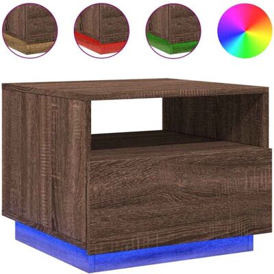 vidaXL Braune Eiche Couchtisch mit LED-Lichtern - Salontisch vidaXL Braune Eiche Couchtisch mit LED-Lichtern - Salontisch