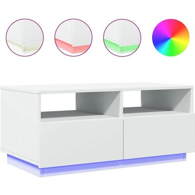 vidaXL 839833 Witte salontafel met LED-verlichting - Salontafel vidaXL 839833 Witte salontafel met LED-verlichting - Salontafel