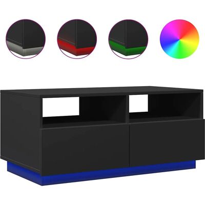 vidaXL Sort sofabord med LED-lys - 90x49x40 cm vidaXL Sort sofabord med LED-lys - 90x49x40 cm