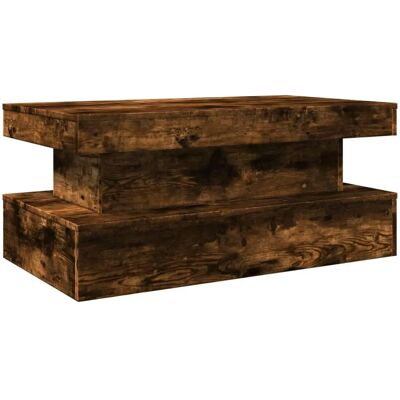 vidaXL Gerookte Eiken Salontafel met LED-verlichting - Salontafel vidaXL Gerookte Eiken Salontafel met LED-verlichting - Salontafel
