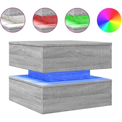 vidaXL Salontafel met LED-verlichting Grey Sonoma - Salontafel vidaXL Salontafel met LED-verlichting Grey Sonoma - Salontafel