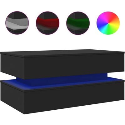 vidaXL 839862 Schwarzer Couchtisch mit LED-Lichtern - Beistelltisch vidaXL 839862 Schwarzer Couchtisch mit LED-Lichtern - Beistelltisch