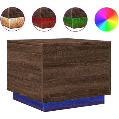 vidaXL 839874 Salontafel met LED-verlichting Bruin Eikenhout - 50x50x40 cm vidaXL 839874 Salontafel met LED-verlichting Bruin Eikenhout - 50x50x40 cm