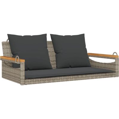 vidaXL Schommelbank - Grijs - Weerbestendig PE-rotan - 109x62x40cm vidaXL Schommelbank - Grijs - Weerbestendig PE-rotan - 109x62x40cm