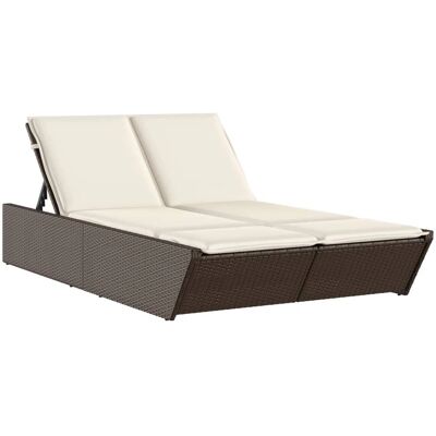 vidaXL Doppel-Outdoor-Liegestuhl - Langlebiges Synthetisches Rattan - Verstellbarer Rückenlehne vidaXL Doppel-Outdoor-Liegestuhl - Langlebiges Synthetisches Rattan - Verstellbarer Rückenlehne