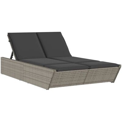 vidaXL - Lounge-Stuhl - 2-Personen - mit Kissen - Polyrattan - Grau vidaXL - Lounge-Stuhl - 2-Personen - mit Kissen - Polyrattan - Grau