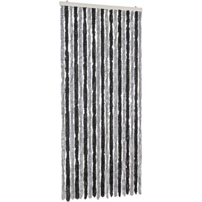vidaXL Vliegengordijn Grijs en Zwart 56x200 cm Chenille - Insectenwering Deur vidaXL Vliegengordijn Grijs en Zwart 56x200 cm Chenille - Insectenwering Deur