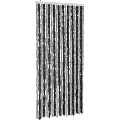 vidaXL Vliegengordijn Deur Screen Grijs Zwart 90x200 cm Chenille vidaXL Vliegengordijn Deur Screen Grijs Zwart 90x200 cm Chenille