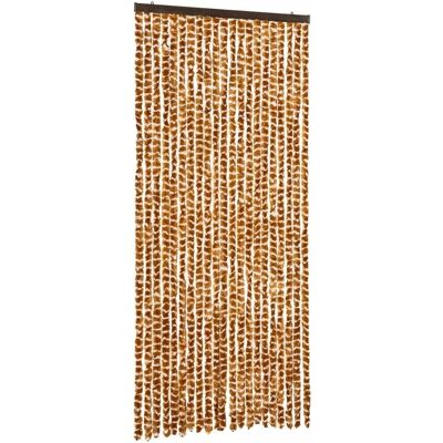 vidaXL Cortina Mosquitera Ocre y Blanca 90x200cm Chenille - Telón para puertas vidaXL Cortina Mosquitera Ocre y Blanca 90x200cm Chenille - Telón para puertas
