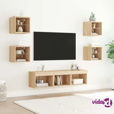 vidaXL Sonoma Eiche 7-Teiliges TV-Wandset mit LED - Wohnzimmermöbel vidaXL Sonoma Eiche 7-Teiliges TV-Wandset mit LED - Wohnzimmermöbel