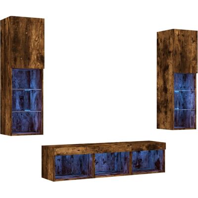 vidaXL 3216608 Meuble TV - Unités murales LED - Design moderne en chêne fumé - Publicité vidaXL 3216608 Meuble TV - Unités murales LED - Design moderne en chêne fumé - Publicité