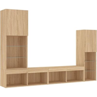 vidaXL 4-tlg. Wand-TV-Set mit LED - Wandmontage vidaXL 4-tlg. Wand-TV-Set mit LED - Wandmontage