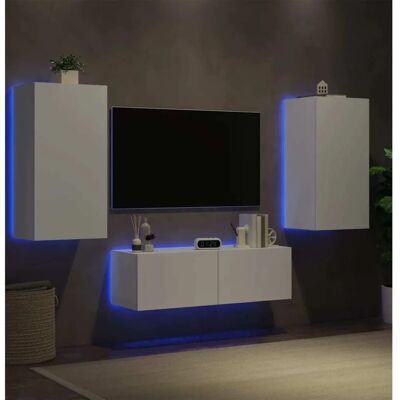 Ensemble de 3 Meubles Muraux VIDAXL avec Éclairage LED Blanc - Publicité Ensemble de 3 Meubles Muraux VIDAXL avec Éclairage LED Blanc - Publicité