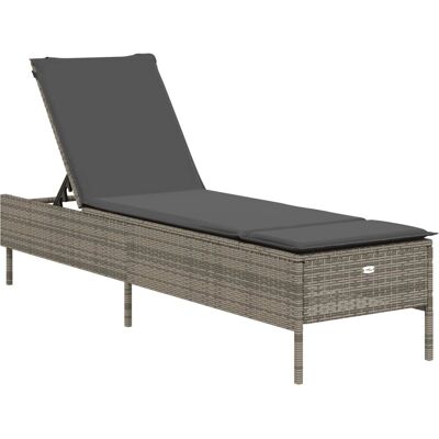vidaXL Sonnenliegen 2 Stk. Mit Tisch Poly Rattan - Grau vidaXL Sonnenliegen 2 Stk. Mit Tisch Poly Rattan - Grau