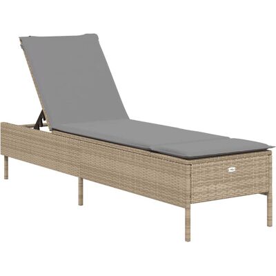 vidaXL Sonnenliegen - Robuste Poly Rattan, Beige vidaXL Sonnenliegen - Robuste Poly Rattan, Beige