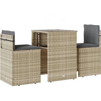 vidaXL 3-tlg. Bistro-Set mit Kissen Hellgrau - Gartenmöbel vidaXL 3-tlg. Bistro-Set mit Kissen Hellgrau - Gartenmöbel