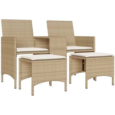 vidaXL Gartensofa 2-Sitzer Mit Tisch Und Kissen - Beige - Gartensofa vidaXL Gartensofa 2-Sitzer Mit Tisch Und Kissen - Beige - Gartensofa
