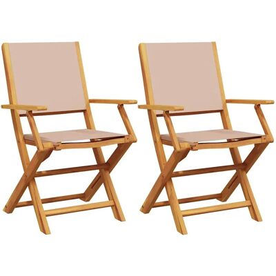 vidaXL Gartenstühle 6 Stk. Klappbar Stoff Und Massivholz - 2 Stück in Taupe vidaXL Gartenstühle 6 Stk. Klappbar Stoff Und Massivholz - 2 Stück in Taupe