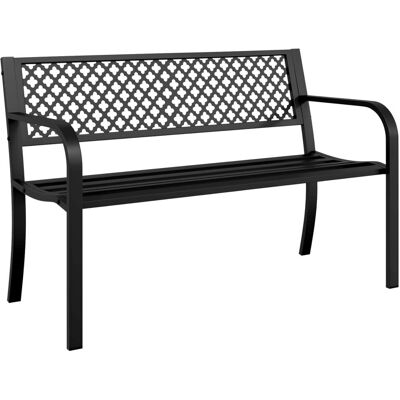 vidaXL Czarna stalowa ławka ogrodowa 119cm vidaXL Czarna stalowa ławka ogrodowa 119cm
