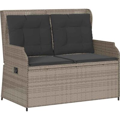vidaXL - Tuinbankje - verstellbar - mit - kussens - poly - rattan - lichtgrau vidaXL - Tuinbankje - verstellbar - mit - kussens - poly - rattan - lichtgrau