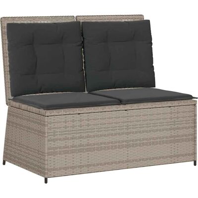vidaXL - Tuinbank - verstellbar - mit - kissen - poly - rattan - hellgrau - patio sofa vidaXL - Tuinbank - verstellbar - mit - kissen - poly - rattan - hellgrau - patio sofa