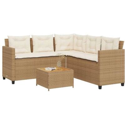vidaXL Gartensofa mit Tisch und Kissen - L-Form Poly Rattan vidaXL Gartensofa mit Tisch und Kissen - L-Form Poly Rattan