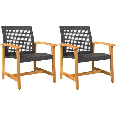 vidaXL Tuinstoelen 2 stuks Rattan en Hout vidaXL Tuinstoelen 2 stuks Rattan en Hout