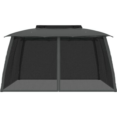 vidaXL Pergola z Dwojgiem Dach i Siatkami 3,93x2,93 m Stal vidaXL Pergola z Dwojgiem Dach i Siatkami 3,93x2,93 m Stal