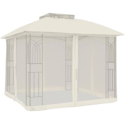 vidaXL Pergola z podwójnym dachem i ścianami z siatki kremowa 2,94x2,94 m Stal vidaXL Pergola z podwójnym dachem i ścianami z siatki kremowa 2,94x2,94 m Stal