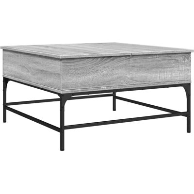 vidaXL Grijze Sonoma Salontafel - 80x80x45 cm - Hout en Metaal vidaXL Grijze Sonoma Salontafel - 80x80x45 cm - Hout en Metaal