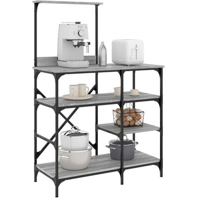 vidaXL Bäckerregal Sonoma-Grau 90x40x132 cm Holzwerkstoff und Metall - Baker's Rack vidaXL Bäckerregal Sonoma-Grau 90x40x132 cm Holzwerkstoff und Metall - Baker's Rack