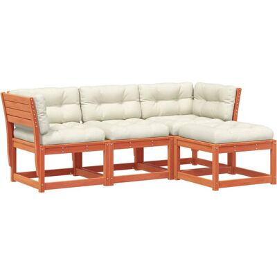 vidaXL 4-tlg. Garten-Lounge-Set mit Kissen - Rustikales Kiefernholz vidaXL 4-tlg. Garten-Lounge-Set mit Kissen - Rustikales Kiefernholz