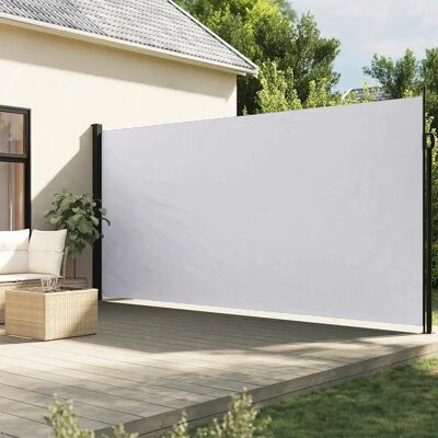 vidaXL Tonnelle Latérale Retractable Blanche 220x600 cm - Protection d'intimité extérieure - Publicité vidaXL Tonnelle Latérale Retractable Blanche 220x600 cm - Protection d'intimité extérieure - Publicité