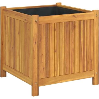 vidaXL Garden Planter 50x50x50 cm Brown Solid Wood Acacia with Liner - Garden Planter vidaXL Garden Planter 50x50x50 cm Brown Solid Wood Acacia with Liner - Garden Planter