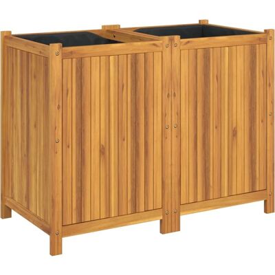 vidaXL Jardinière en bois massif d'acacia 100x50x75cm avec liner vidaXL Jardinière en bois massif d'acacia 100x50x75cm avec liner