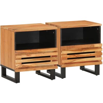 vidaXL Nachtkastjes - Massief Acaciahout - 2 Stuks - 40x34x46 cm vidaXL Nachtkastjes - Massief Acaciahout - 2 Stuks - 40x34x46 cm