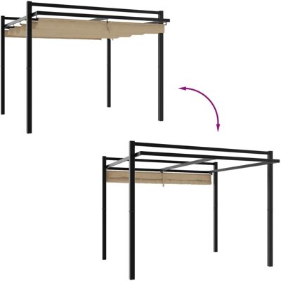 Ogrodowy pawilon vidaXL z wysuwanym dachem - 3x3 m Aluminium Taupe Ogrodowy pawilon vidaXL z wysuwanym dachem - 3x3 m Aluminium Taupe