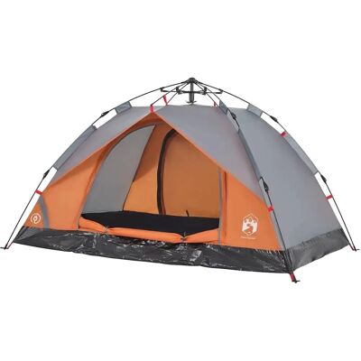 vidaXL Koepel Camping Tent 3-Persoons Grijs Oranje - Tent vidaXL Koepel Camping Tent 3-Persoons Grijs Oranje - Tent