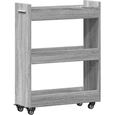 vidaXL Graues Sonoma Schrank mit Rollen - Staubwagen - Flur Beistelltisch vidaXL Graues Sonoma Schrank mit Rollen - Staubwagen - Flur Beistelltisch